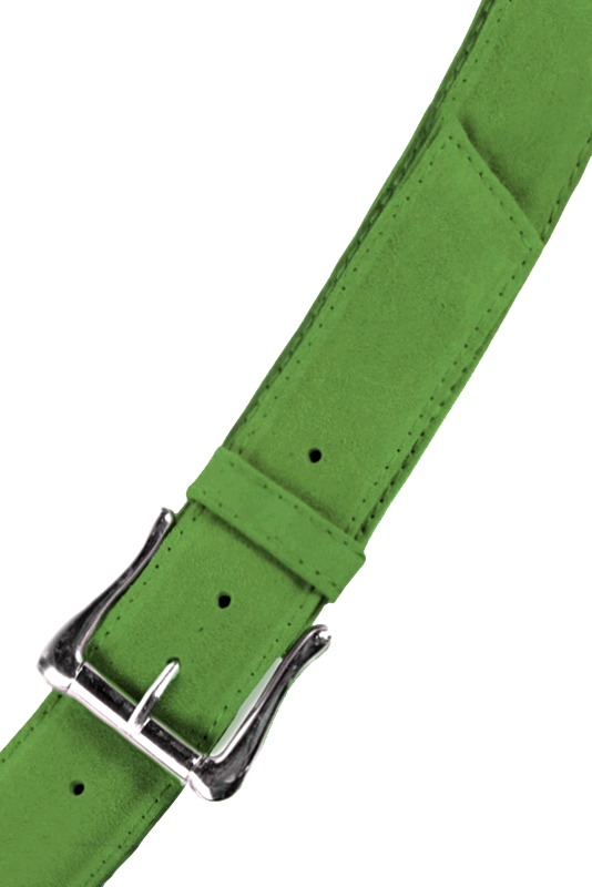 Grass green women's dress belt, matching pumps and bags. Made to measure. Top view - Florence KOOIJMAN